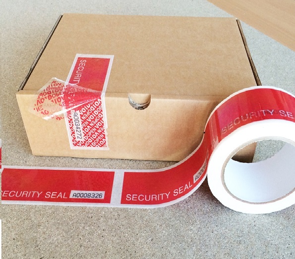 Perforated numbered security tape on sealed carton